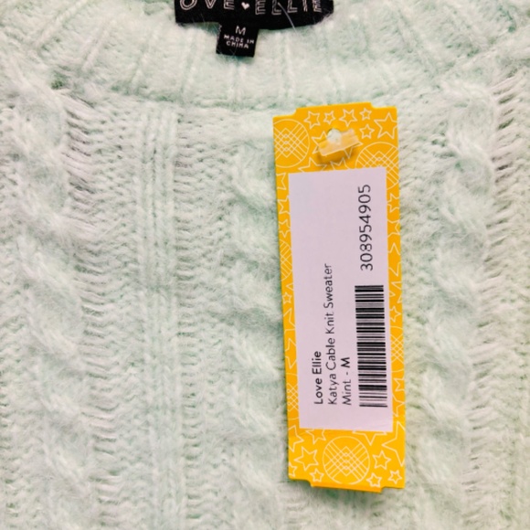 NWT Love Ellie kids “Katya” cable knit sweater in Mint - Picture 4 of 5